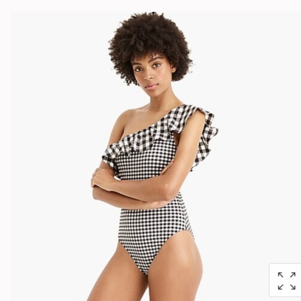 J Crew Ruffle One Shoulder One Piece Swimsuit New - Picture 3 of 5